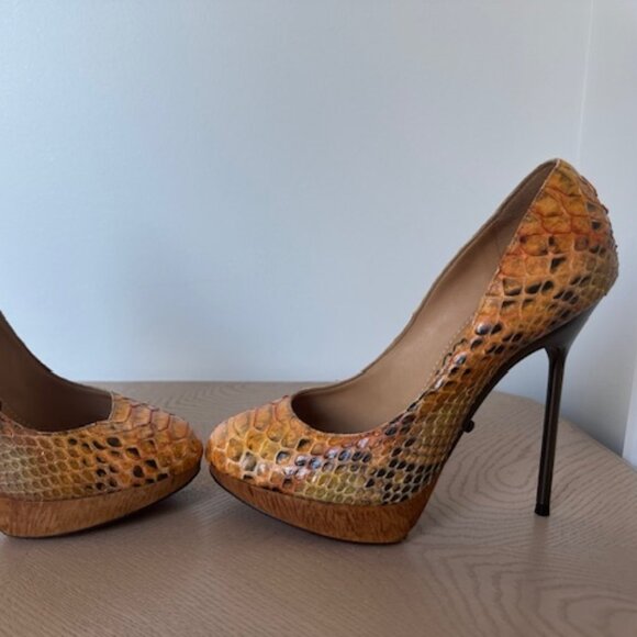 Lanvin Snakeskin Pumps, Gradient Orange, Size Stilleto Heel, Size 37.5, Signed - Picture 5 of 6